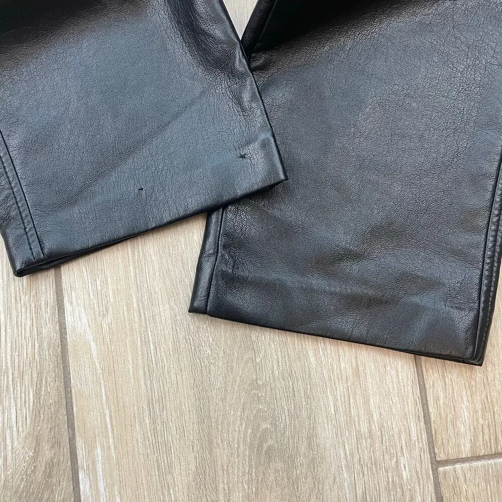 Babaton Command Vegan Leather Pants Womens 6 Black High Rise Straight Leg